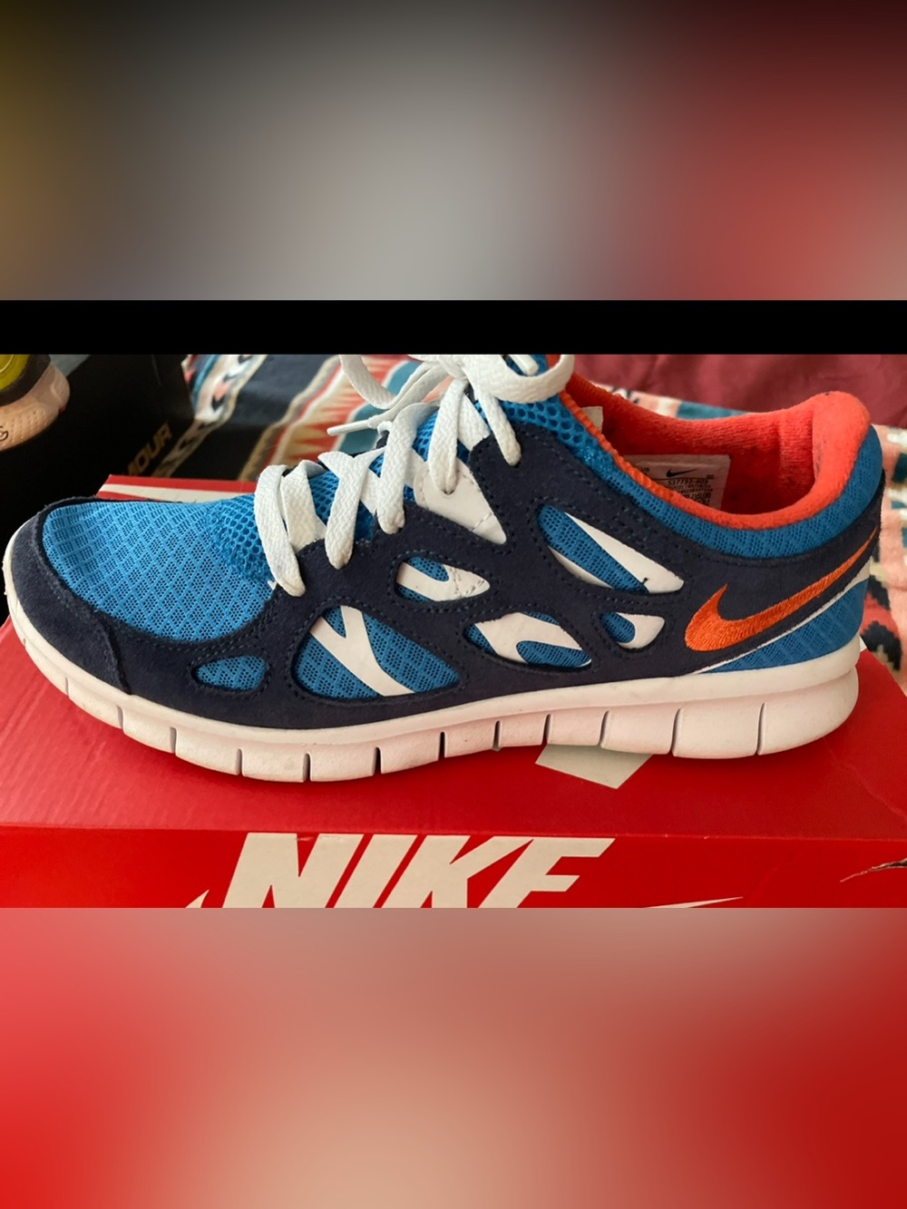 Nike Free Run Blue, Navy & White Athletic Sneakers